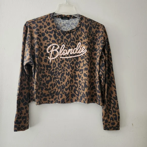 Zutter Vintage Long Sleeve Animal Print "Blondie" Cropped T-shirt Size:L - Picture 10 of 10
